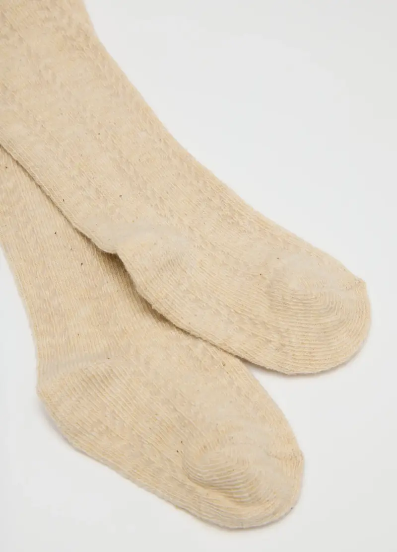 Collant Beige Jacquard Per Bambina, Marrone miniatura 2