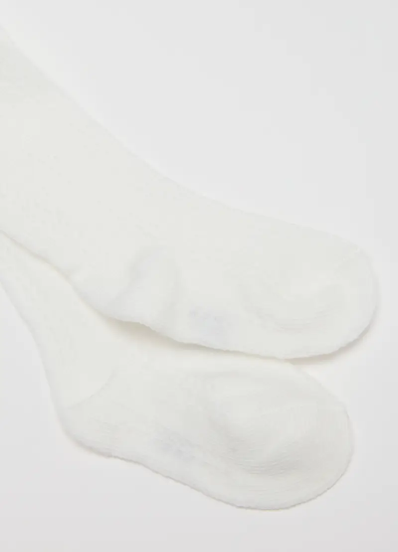 Collant Bianchi In Cotone Elasticizzato, Bambina, Bianco miniatura 2