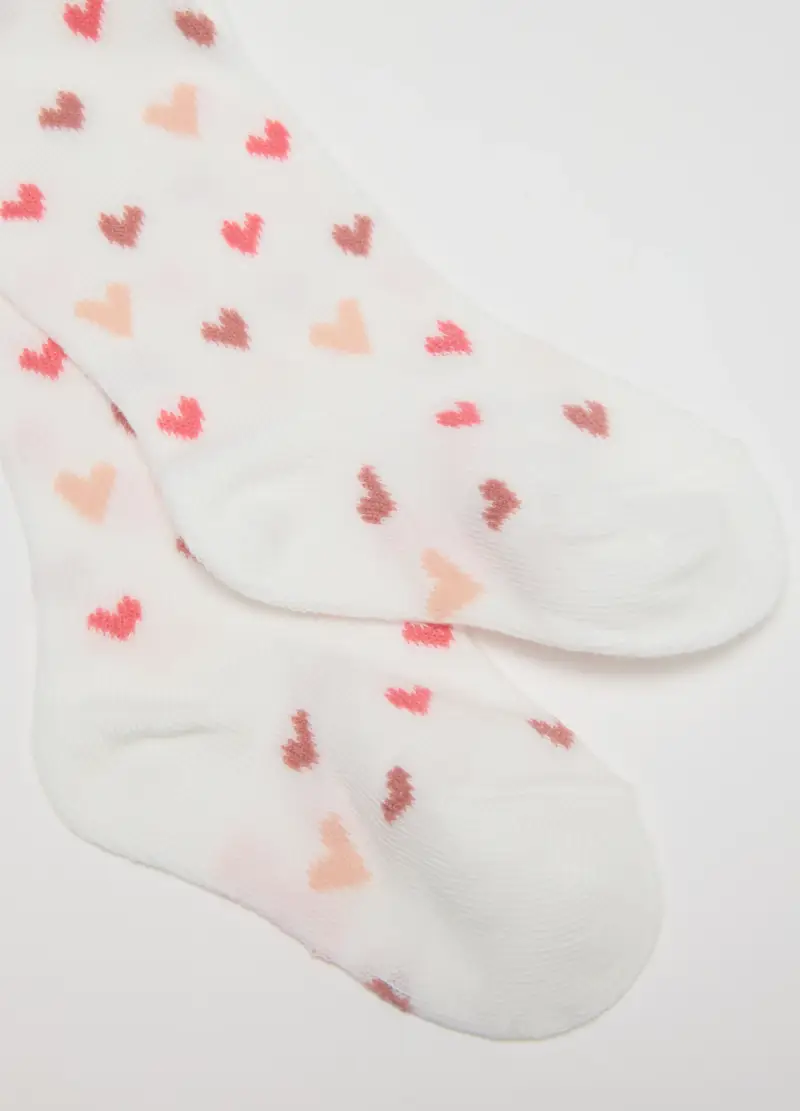 Collant Bianco Con Cuoricini Colorati, Bambina, Bianco miniatura 2