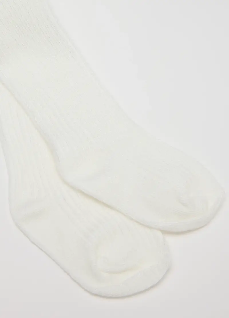 Collant Bianco Elasticizzato In Bamboo, Bambina, Bianco miniatura 2