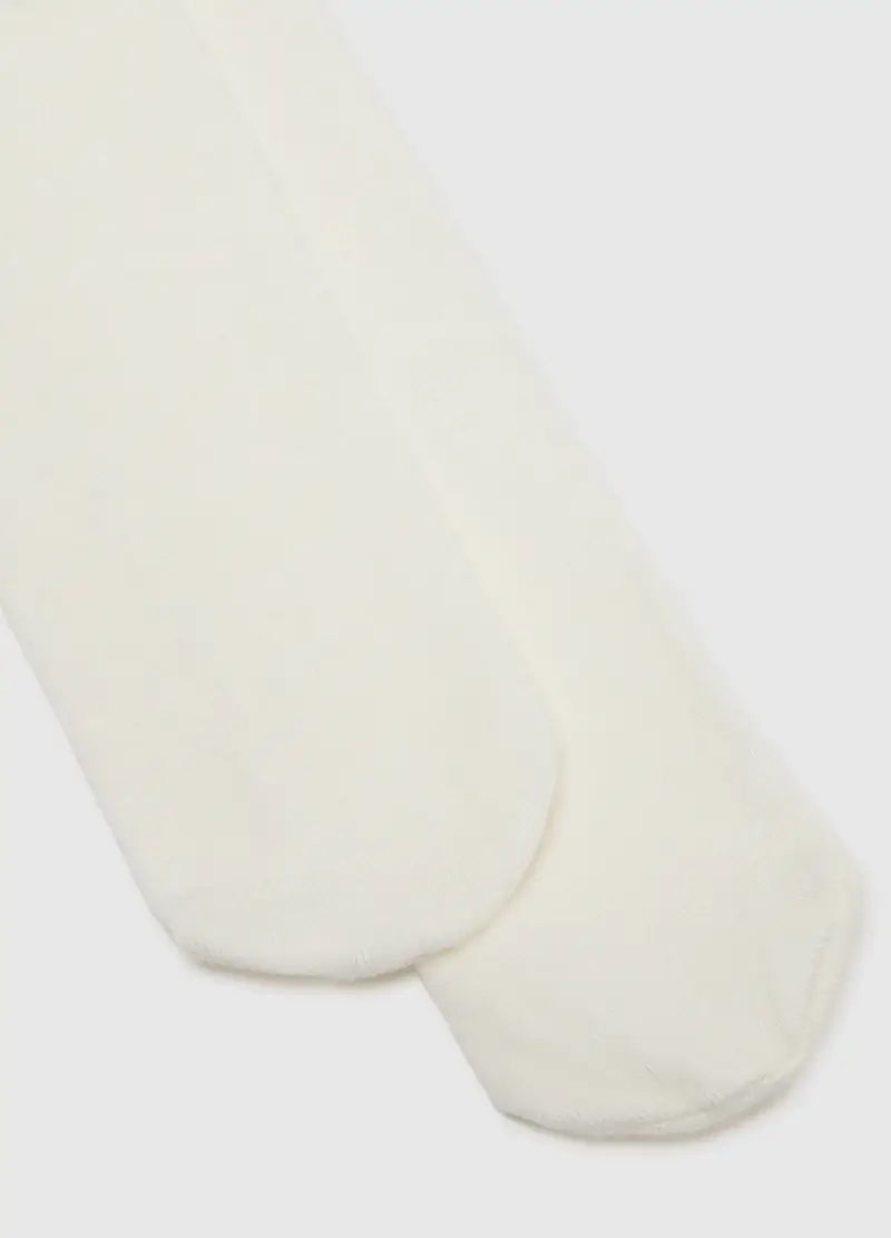 Collant Bianco Per Bambina In Tessuto Elasticizzato, Beige miniatura 2