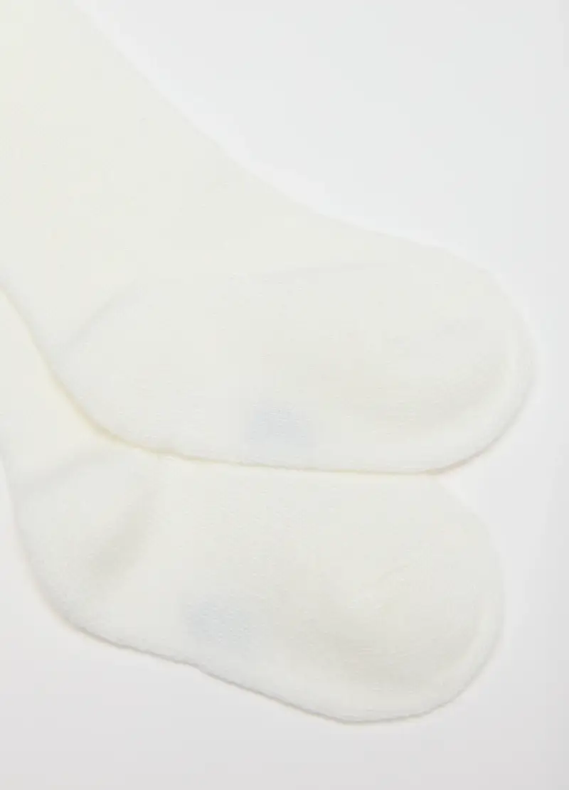 Collant Bianco Per Bambina In Tessuto Elasticizzato, Bianco miniatura 2