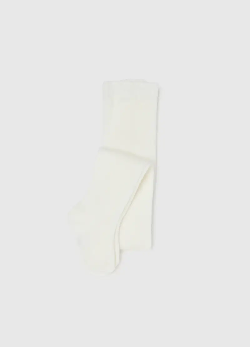 Collant Bianco Per Bambina In Tessuto Elasticizzato, Bianco