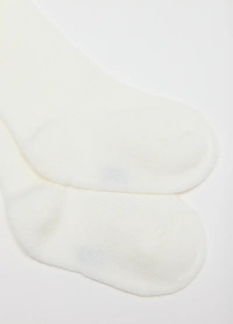 Collant Bianco Per Bambina In Tessuto Elasticizzato, Bianco miniatura 2