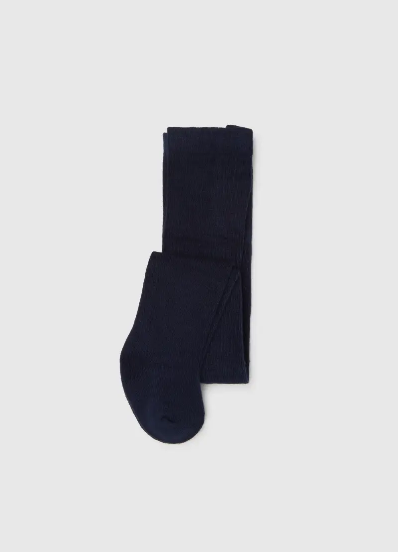 Collant Blu In Bambù Elasticizzato Per Bambina, Blu