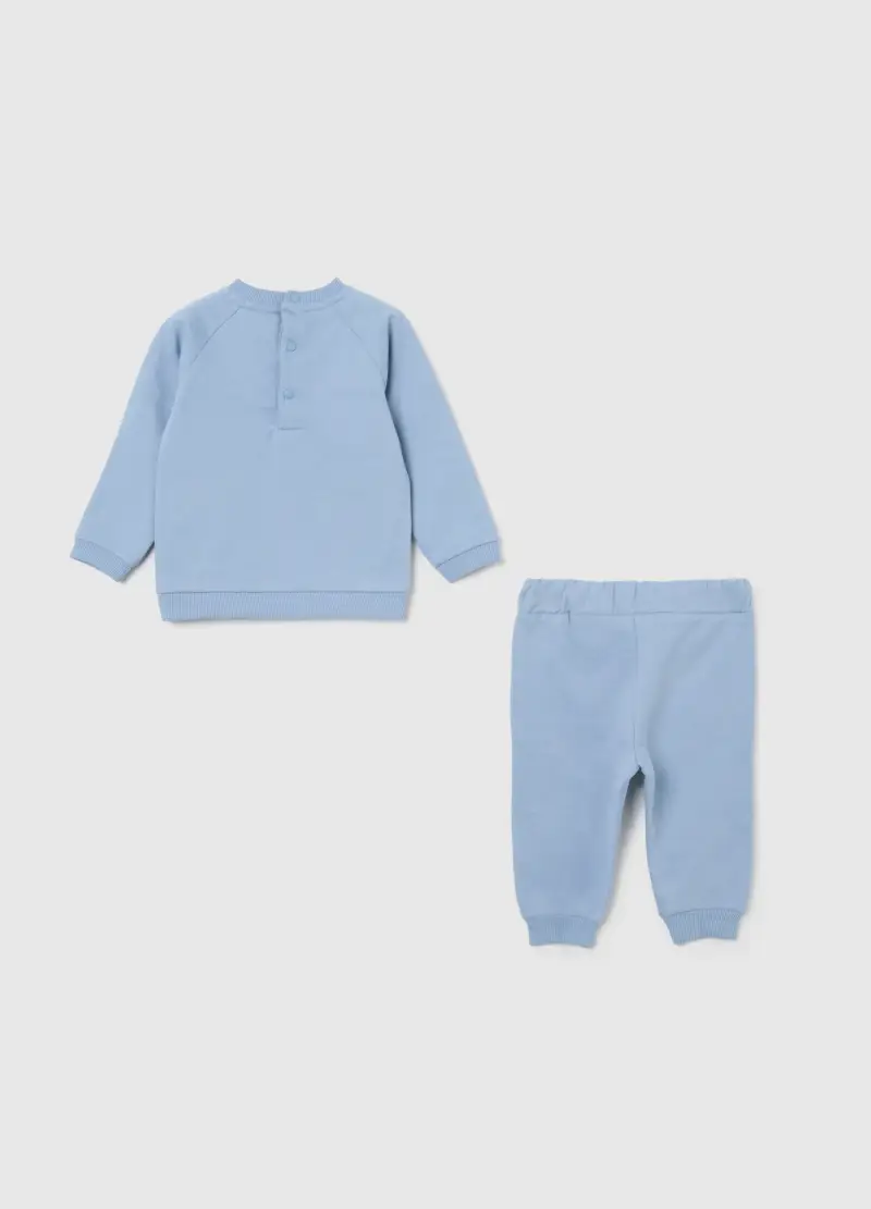 Completo Azzurro Da Neonato In Puro Cotone Con Scritta, Azzurro miniatura 2