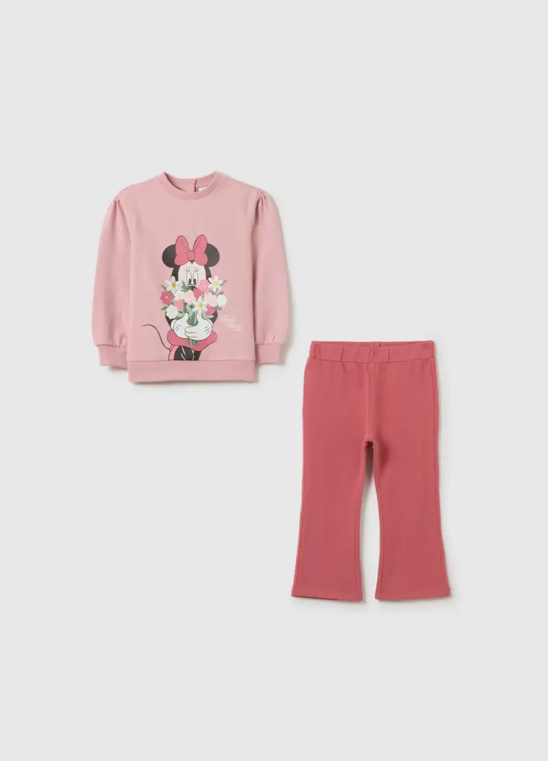 Completo Da Bambina In Misto Cotone Rosa Con Stampa Disney, Rosa