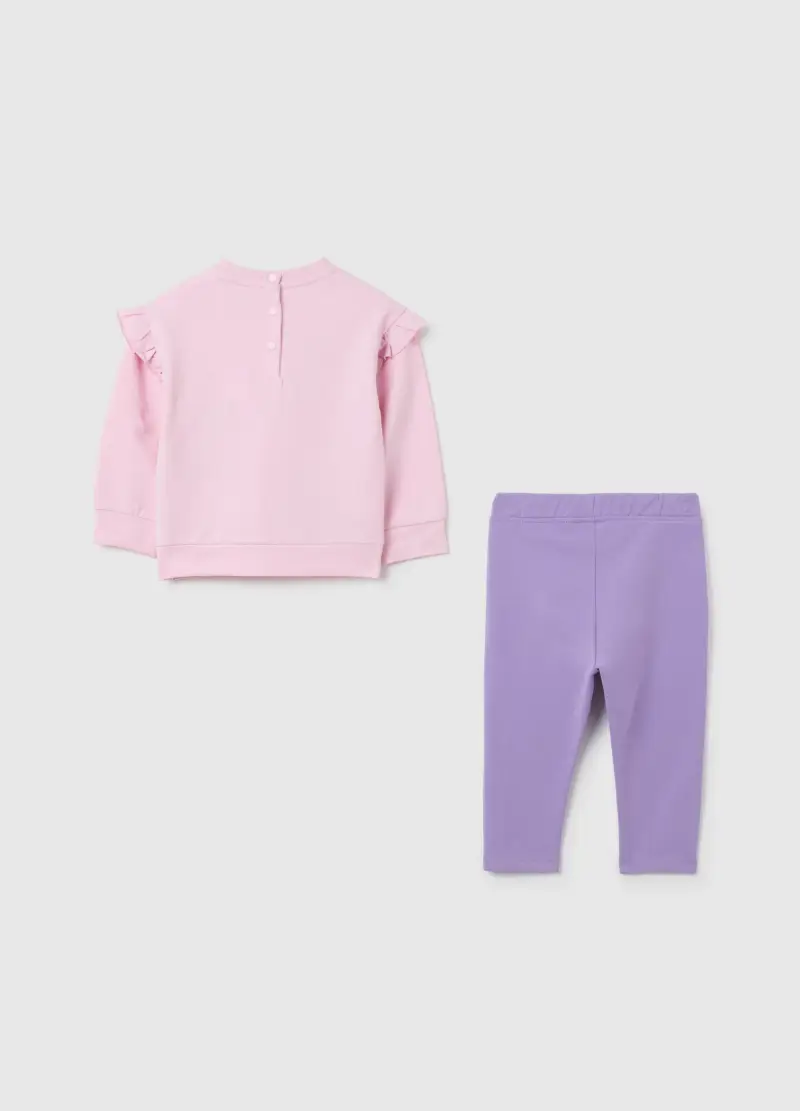 Completo Da Bambina In Misto Cotone Rosa E Viola, Rosa miniatura 2