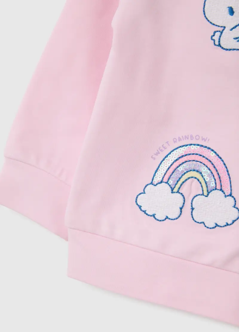 Completo Da Bambina In Misto Cotone Rosa E Viola, Rosa miniatura 3