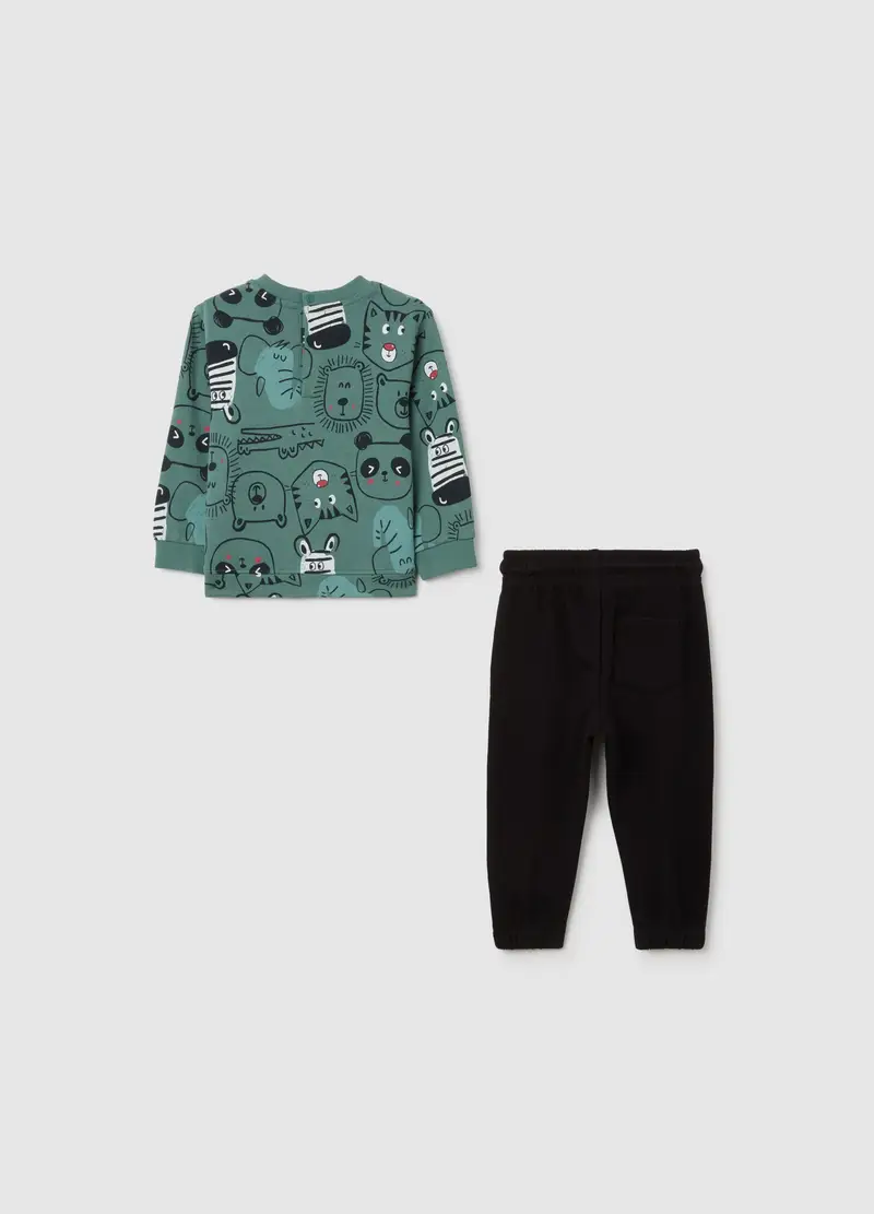 Completo Da Bambino In Puro Cotone Verde Regular Fit, Verde miniatura 2