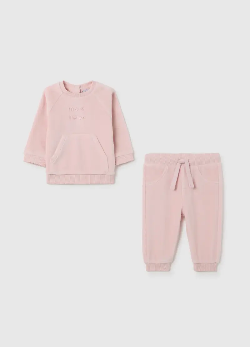 Completo Da Neonata In Misto Cotone Rosa, Rosa