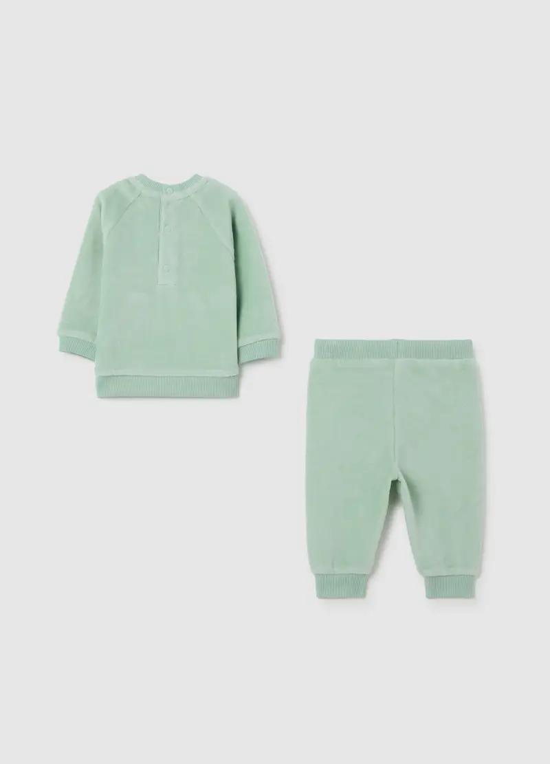 Completo Da Neonata In Misto Cotone Verde, Verde miniatura 2