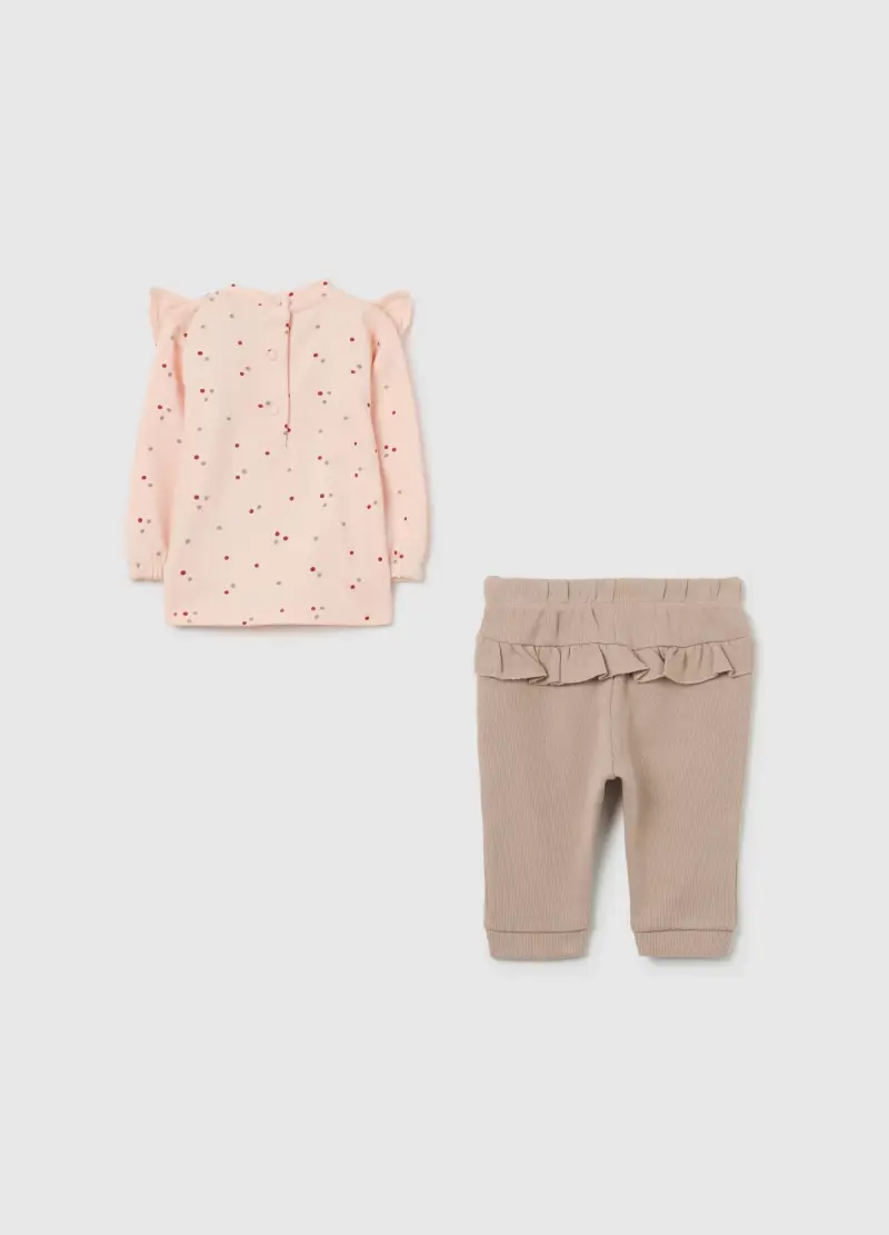 Completo Da Neonata In Puro Cotone Beige, Beige miniatura 2