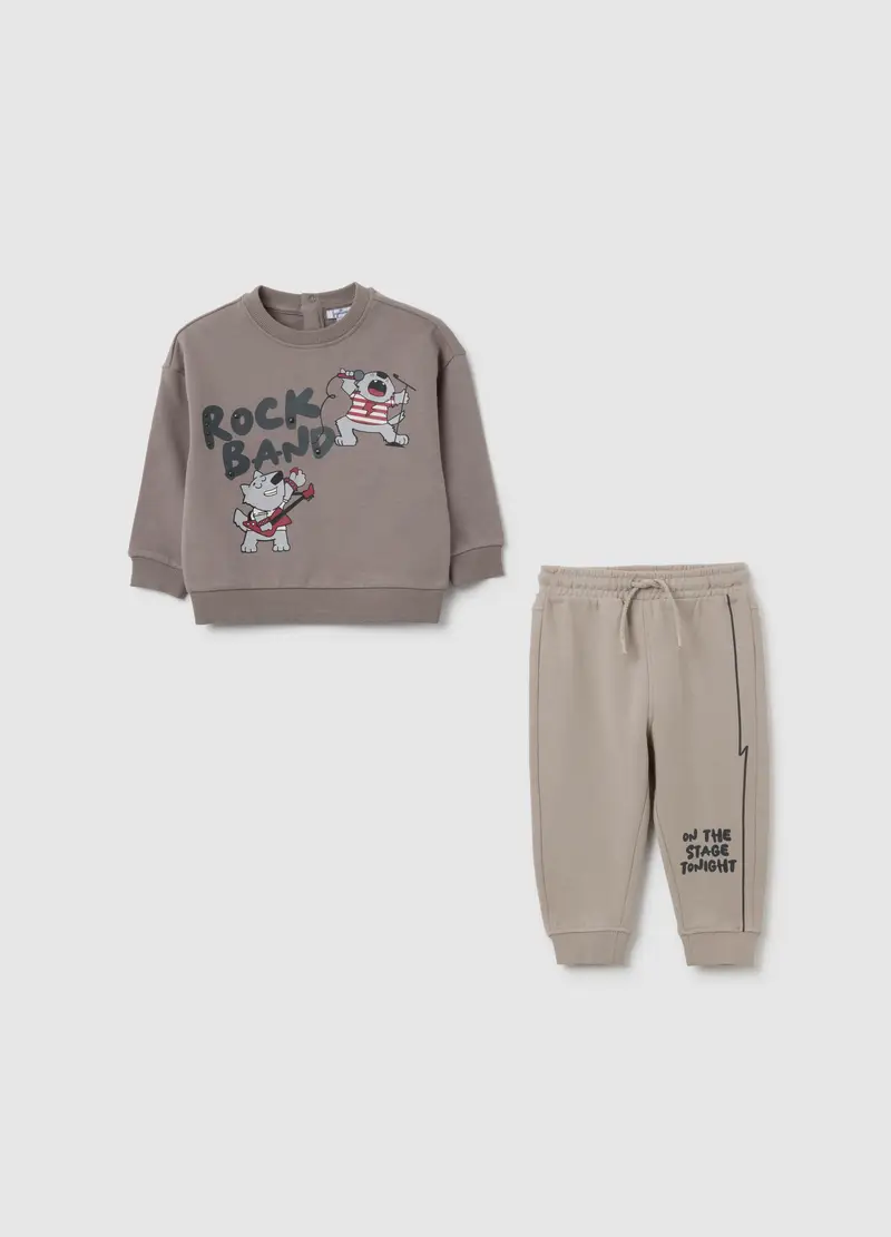 Completo Da Neonato In Puro Cotone Grigio Regular Fit, Bambino, Grigio