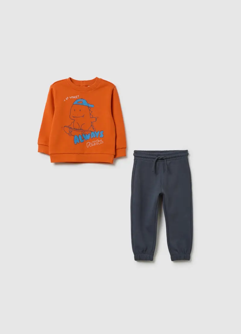 FAGOTTINO, Completo Felpa E Pantalone Da Bambino In Puro Cotone Arancione, Arancione, Taglia: 9-12