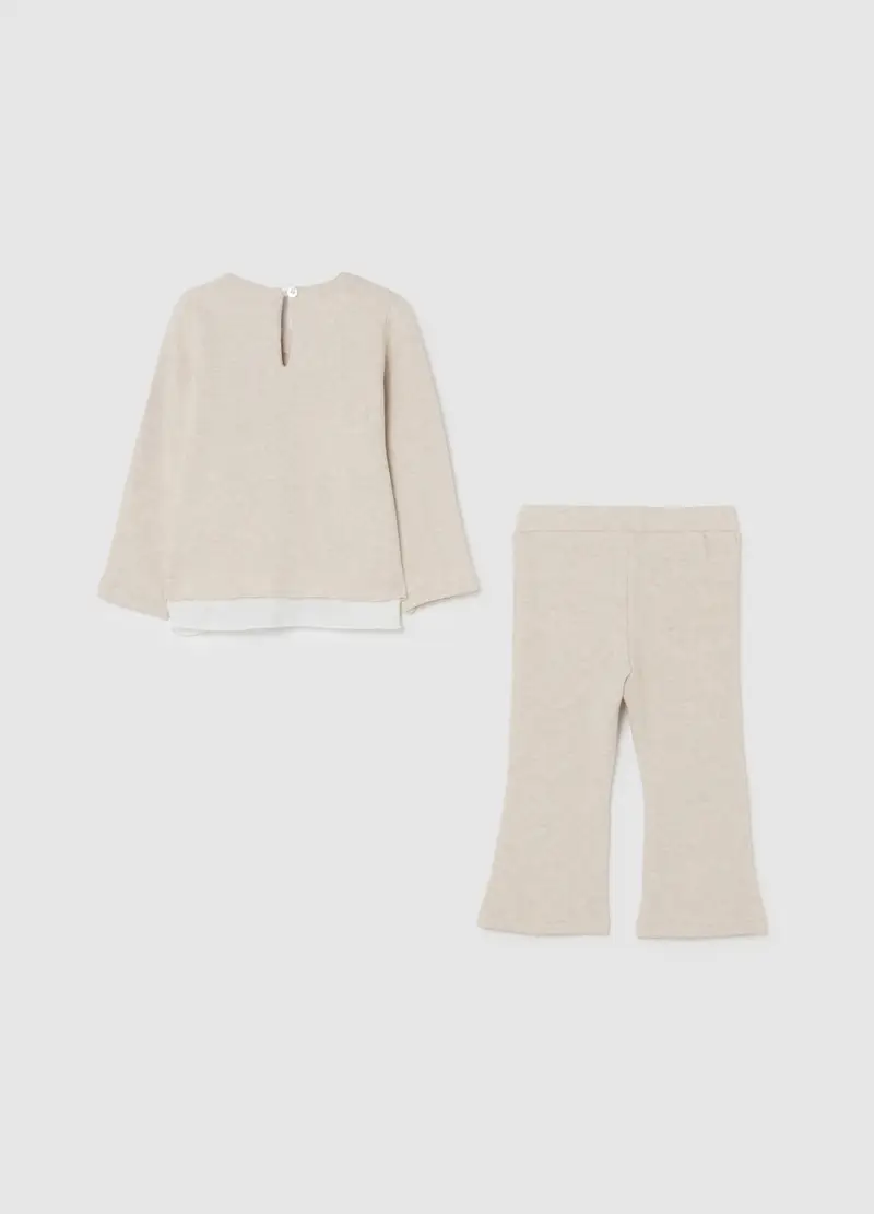 Completo Felpa Pantalone Beige Da Bimba In Misto Cotone Regular Fit, Bambina, Beige miniatura 2