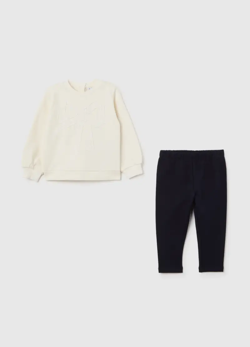 Completo Felpa Pantaloni Da Bimba In Puro Cotone Multicolor, Bambina, Multicolor