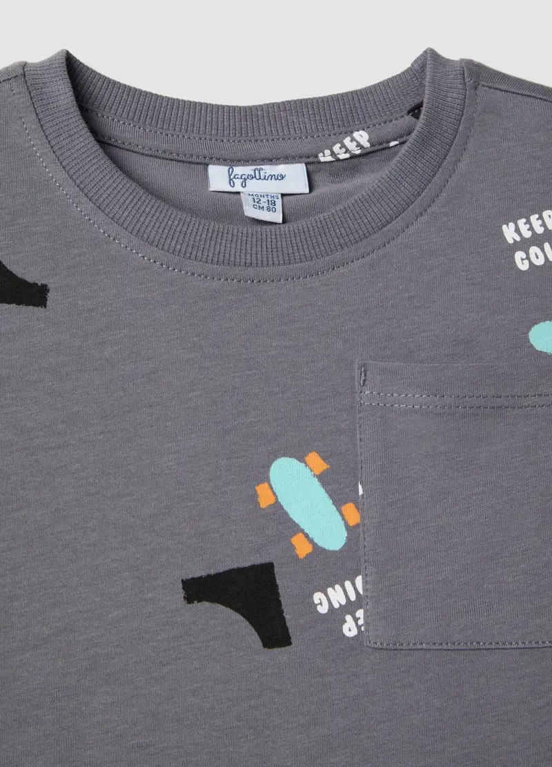 Completo Grigio In Puro Cotone, Bambino, Nero miniatura 3