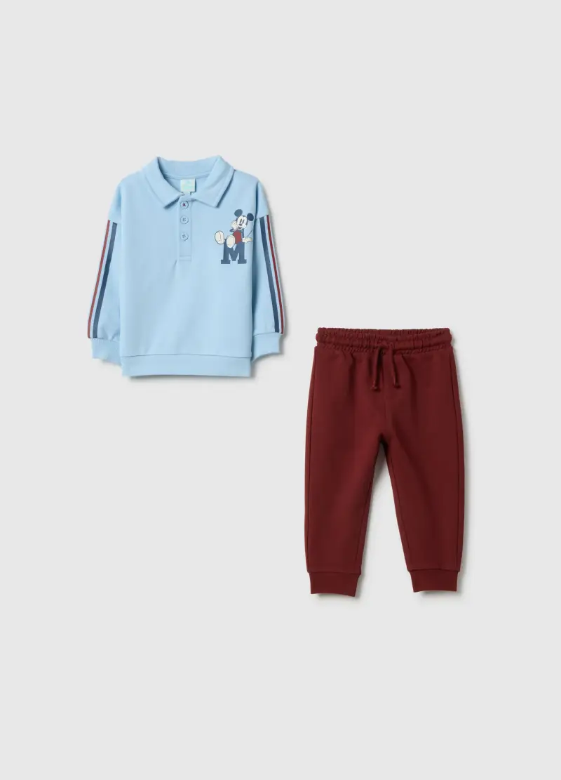 Fagottino Completo In Puro Cotone Azzurro Da Bambino Con Mickey Mouse