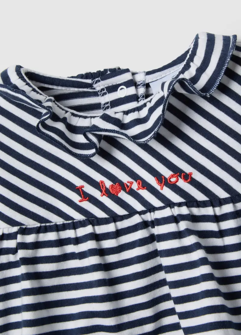 Fagottino Completo In Puro Cotone Blu Con Volant Per Bimba miniatura 3