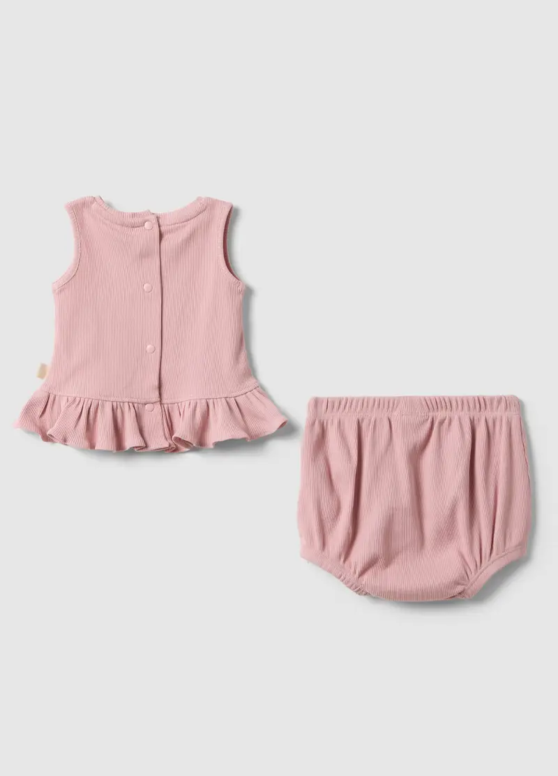 Completo In Puro Cotone Rosa Per Bimbe, Neonata, Rosa miniatura 2