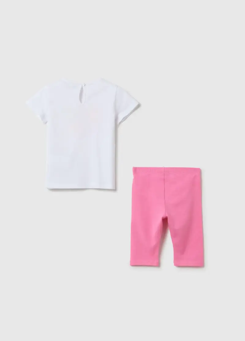 Completo Jogging Da Bambina In Puro Cotone Bianco Regular Fit Con Stampa, Bianco miniatura 2