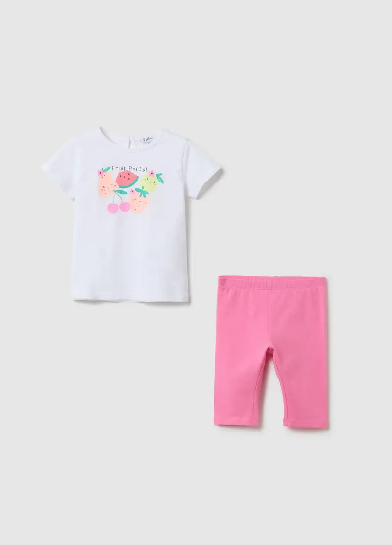 FAGOTTINO, Completo Jogging Da Bambina In Puro Cotone Bianco Regular Fit Con Stampa, Bianco, Taglia: 9-12