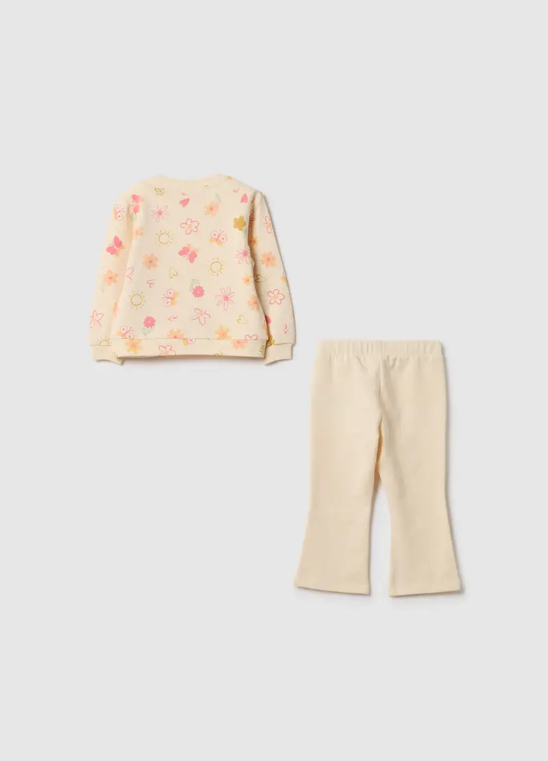 Completo Jogging In Puro Cotone Beige Regular Fit Per Bimba, Bambina, Beige miniatura 2