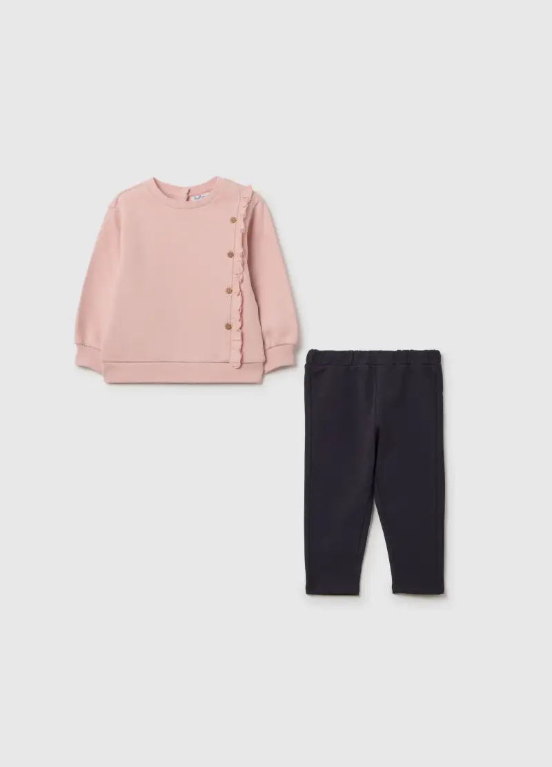 Completo Rosa E Blu Felpa E Pantaloni Per Bambina, Rosa