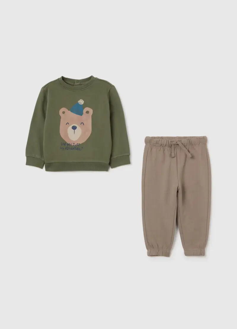 Completo Verde Con Felpa E Pantaloni Per Bambino, Grigio