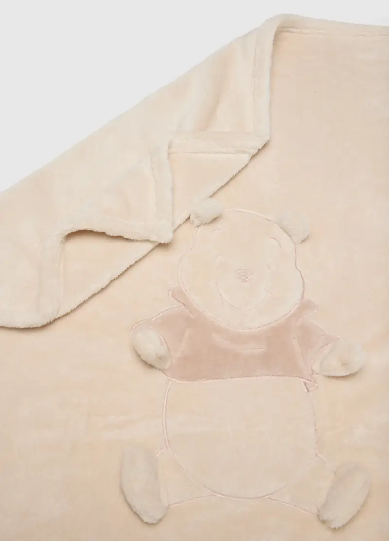 Coperta Beige Da Neonato Con Ricamo Orsetto, Unisex, Beige miniatura 3