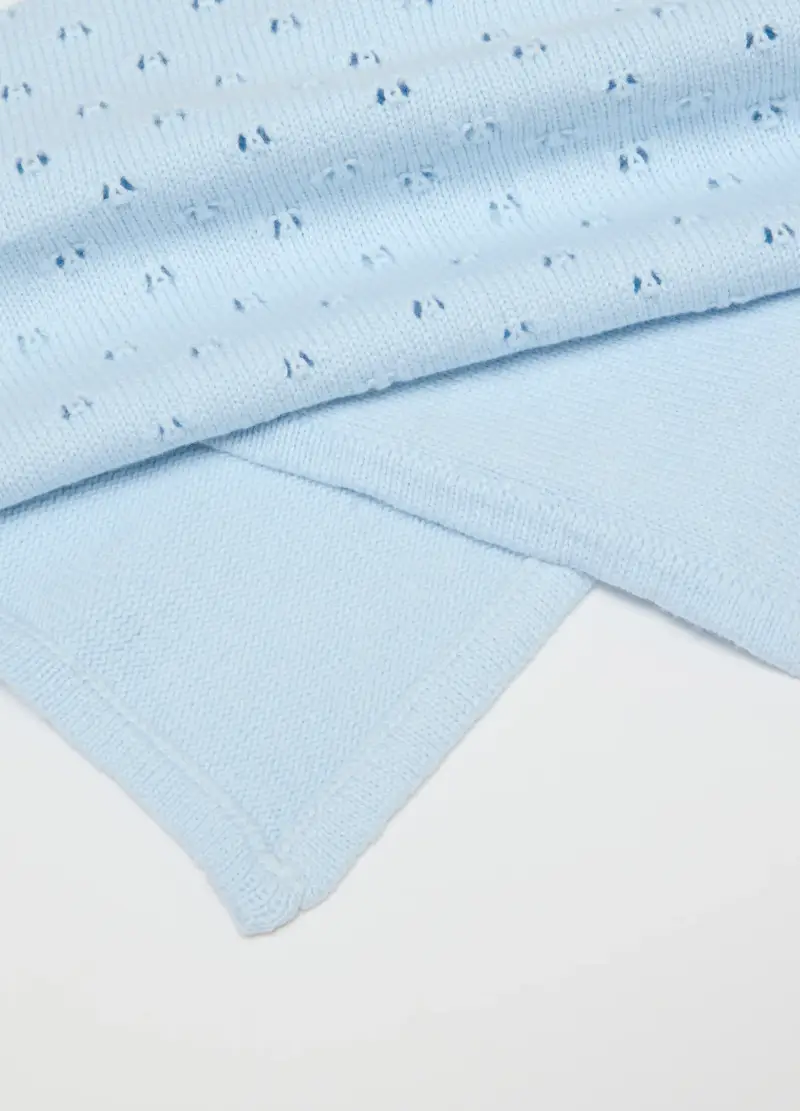 Copertina Azzurra Da Neonato In Puro Cotone, Azzurro miniatura 3