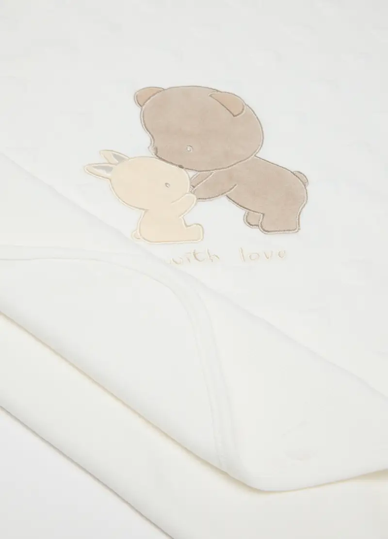 Copertina Da Neonato In Misto Cotone Bianca Elasticizzata, Unisex, Bianco miniatura 2