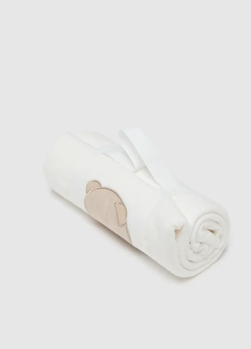 Copertina Da Neonato In Misto Cotone Bianca Elasticizzata, Unisex, Bianco miniatura 3