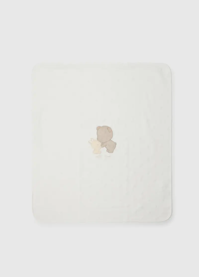 Copertina Da Neonato In Misto Cotone Bianca Elasticizzata, Unisex, Bianco