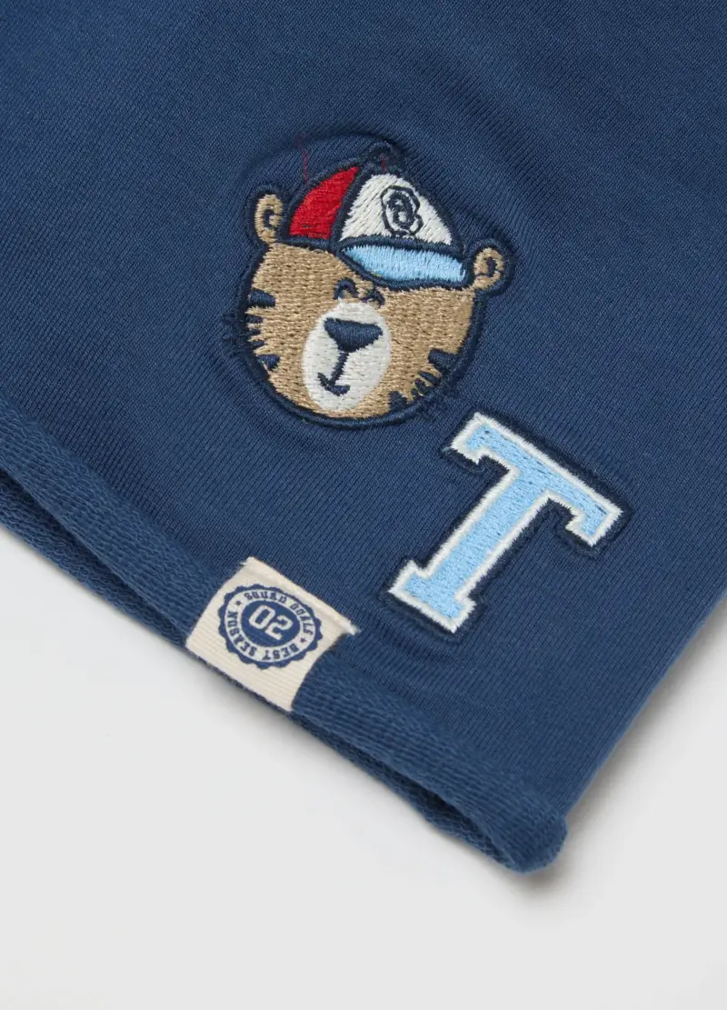 Cuffia Blu Da Bimbo In Cotone Elasticizzato Regular Fit Con Ricamo, Bambino, Blu miniatura 2