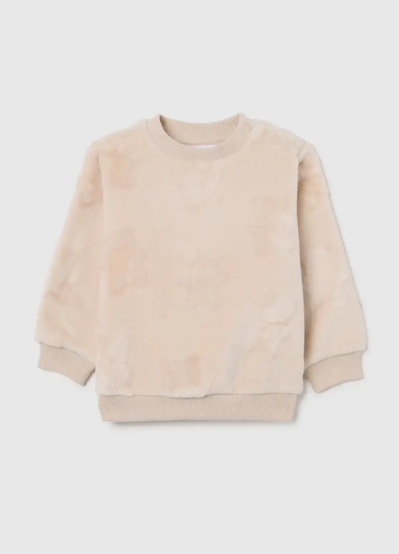 Felpa Beige Da Bimba Regular Fit Con Scollo Rotondo, Bambina, Beige