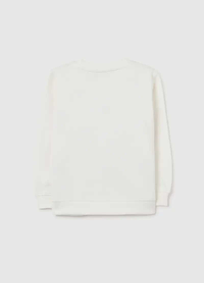 Felpa Bianca Da Bimba In Puro Cotone Con Stampa Fiocchi, Bambina, Bianco miniatura 2