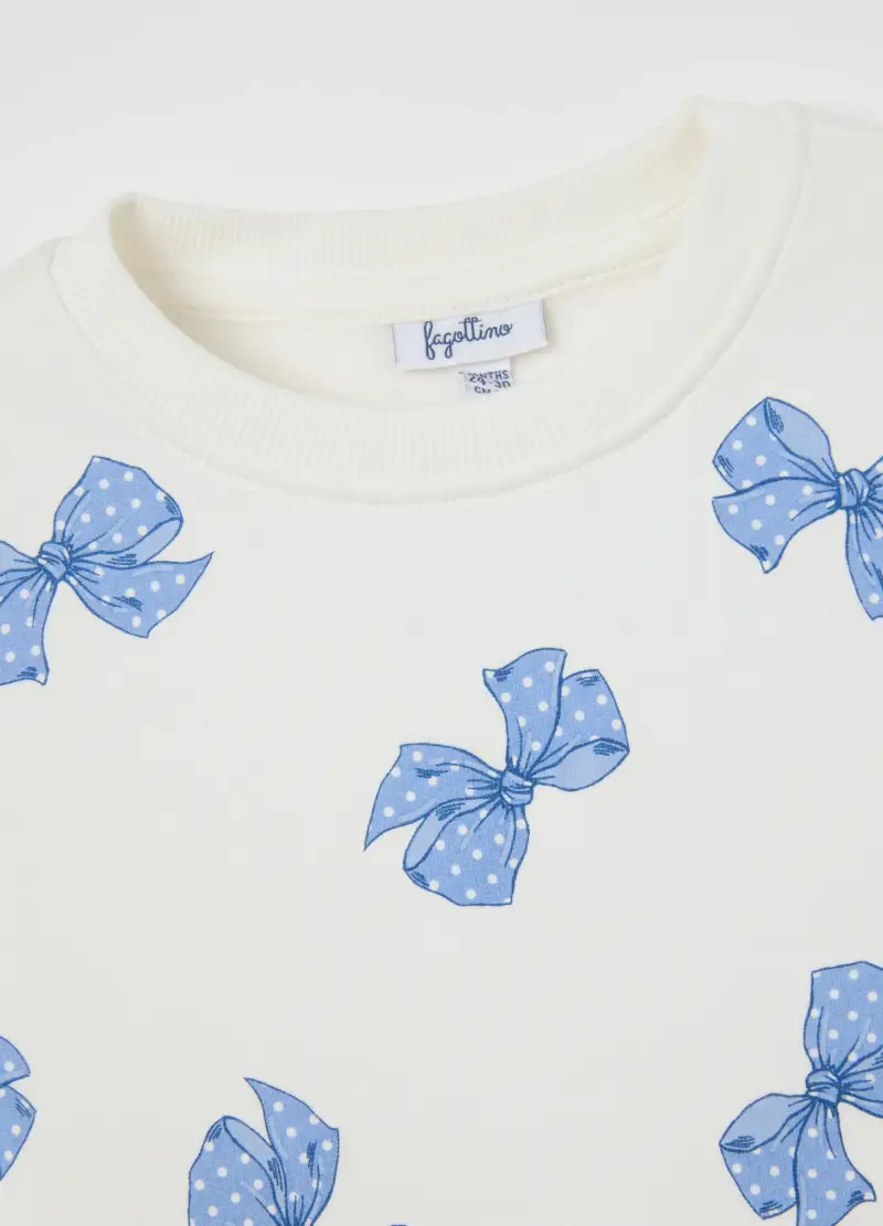 Felpa Bianca Da Bimba In Puro Cotone Con Stampa Fiocchi, Bambina, Bianco miniatura 3