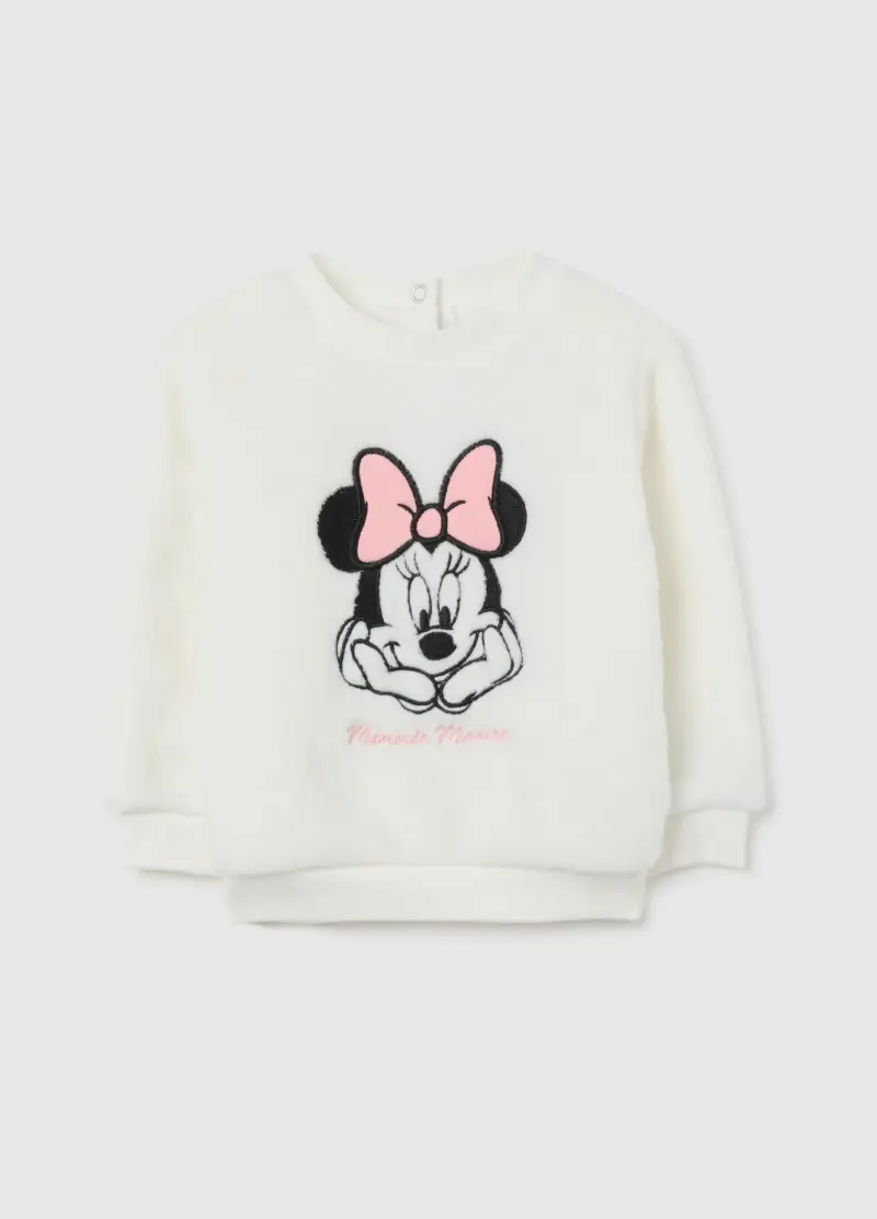 Felpa Bianca Da Bimba Regular Fit Con Minnie, Bambina, Bianco