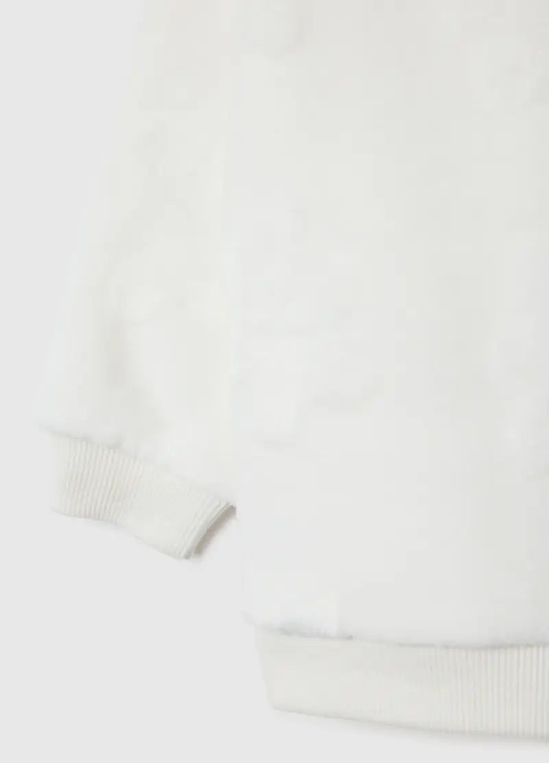 Felpa Bianca Da Bimba Regular Fit Con Scollo Rotondo, Bambina, Bianco miniatura 3