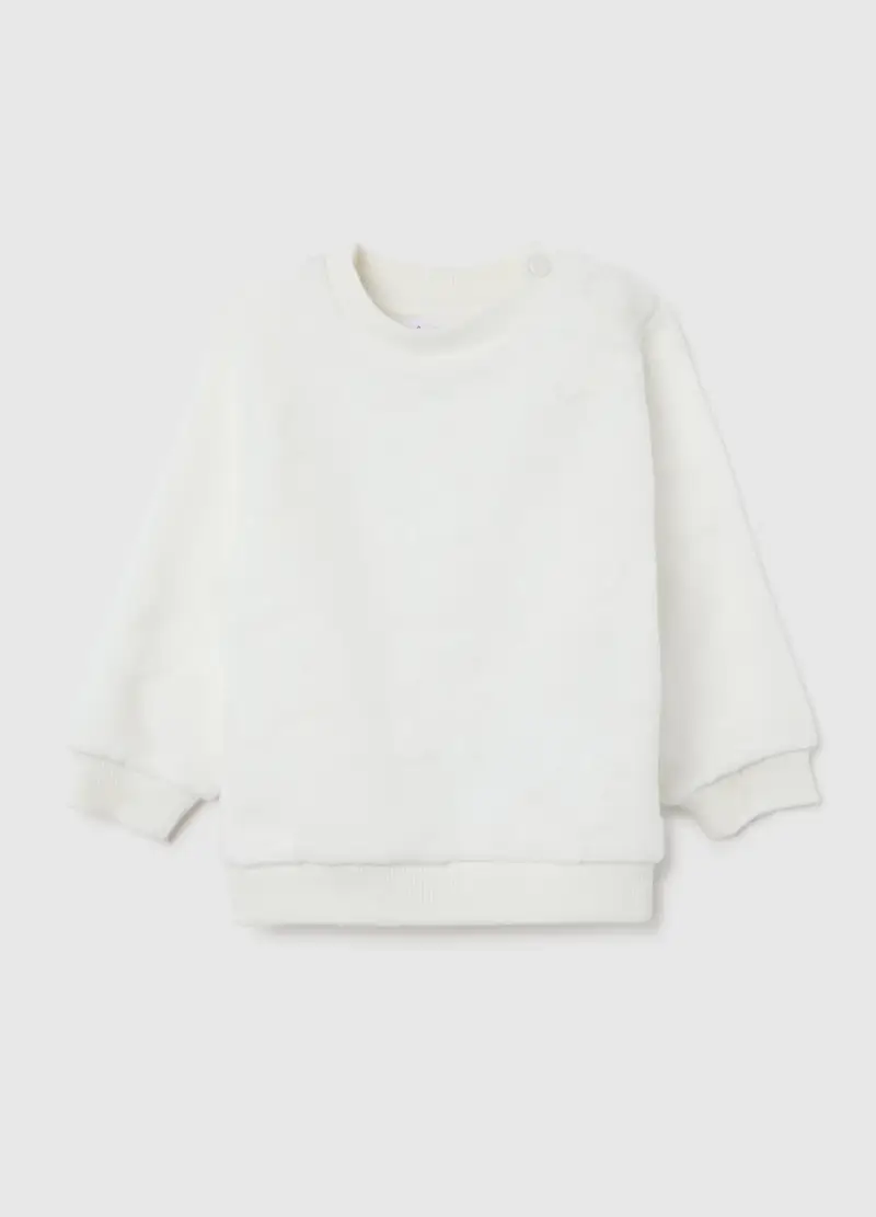 Felpa Bianca Da Bimba Regular Fit Con Scollo Rotondo, Bambina, Bianco