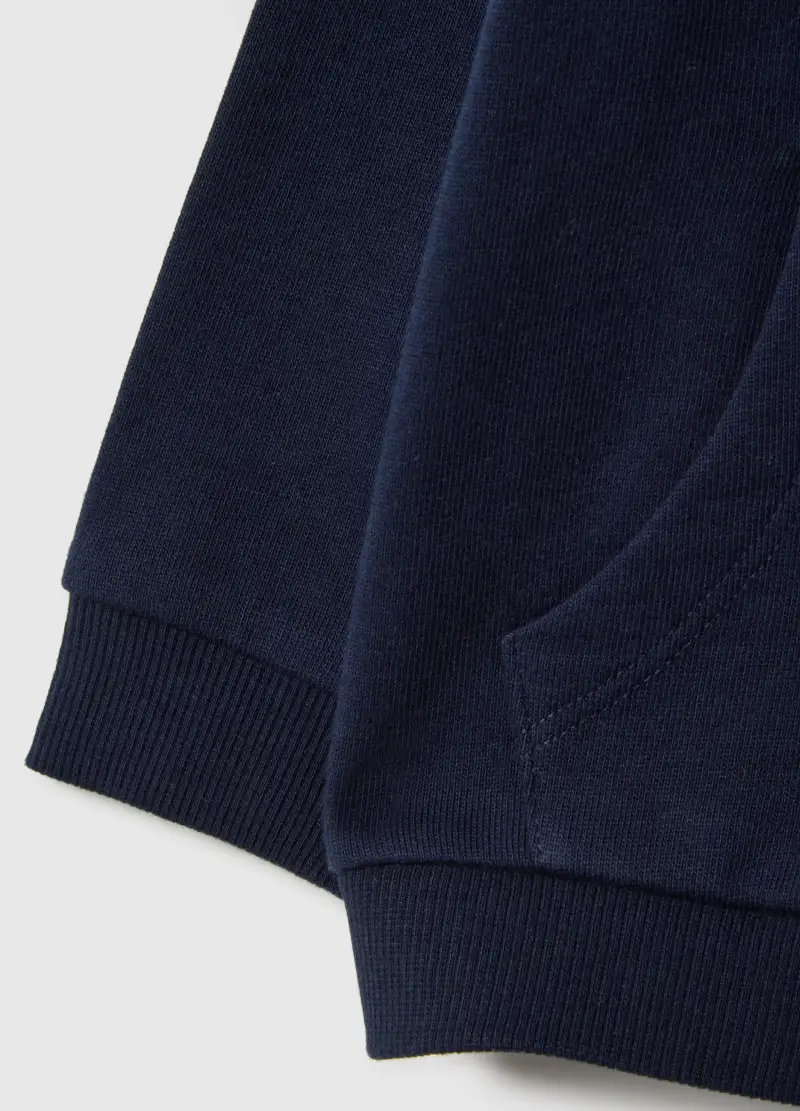 Felpa Blu Con Cappuccio Da Bimba In Puro Cotone Regular Fit, Bambina, Blu miniatura 3