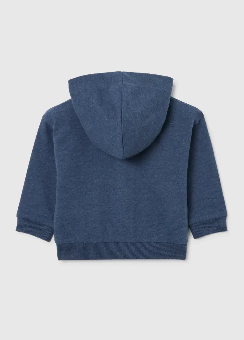 Felpa Blu Da Neonato In Puro Cotone Regular Fit Con Cappuccio E Zip, Blu miniatura 2