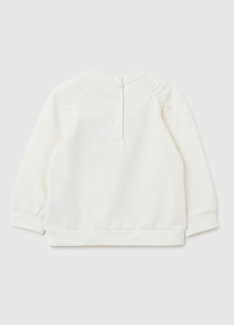 Felpa Da Bambina In Cotone Elasticizzato Bianca Regular Fit Con Orsacchiotti, Bianco miniatura 2