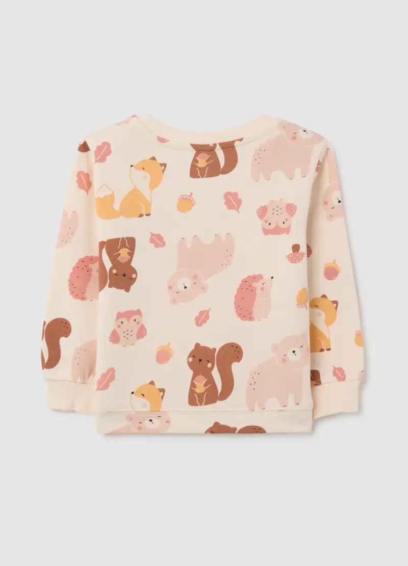 Felpa Da Bambina In Puro Cotone Beige Regular Fit, Beige miniatura 2