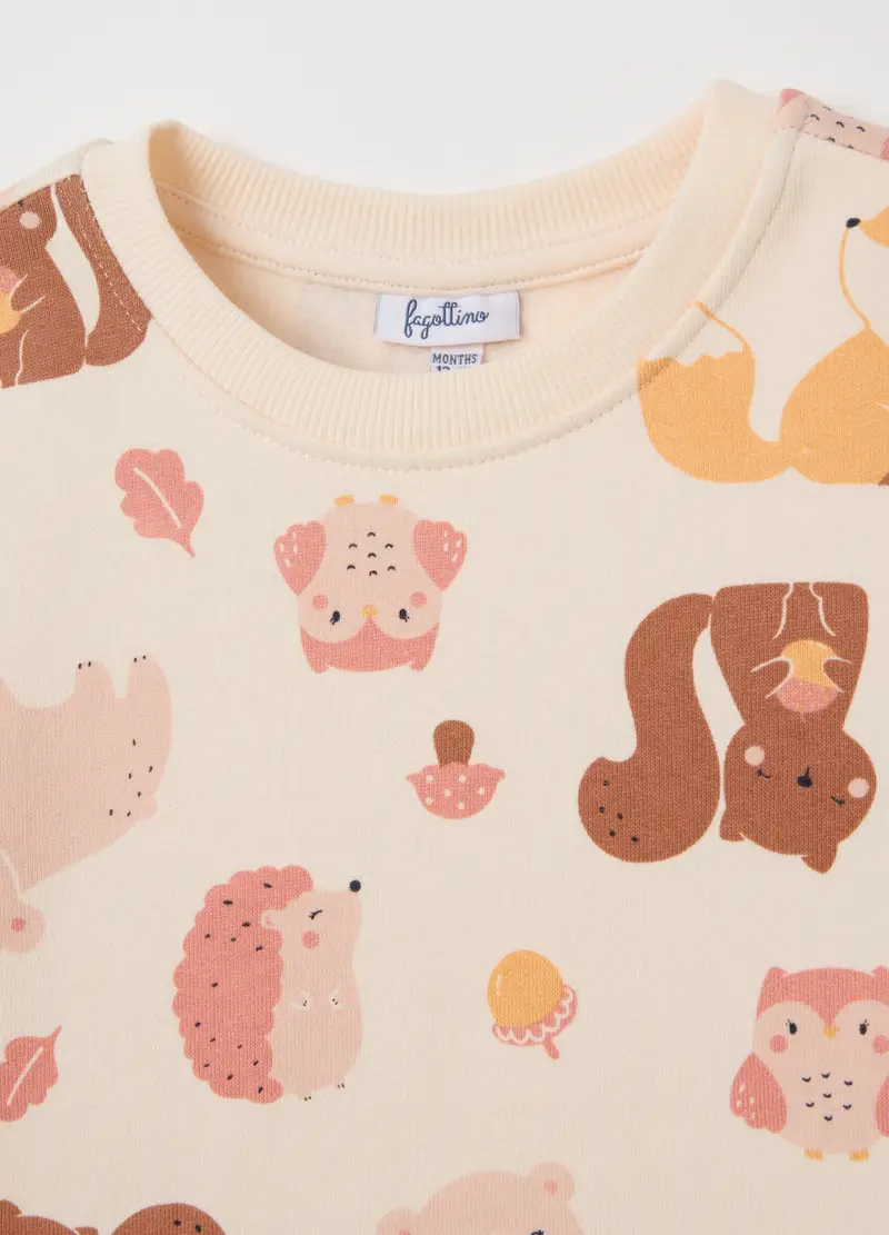 Felpa Da Bambina In Puro Cotone Beige Regular Fit, Beige miniatura 3