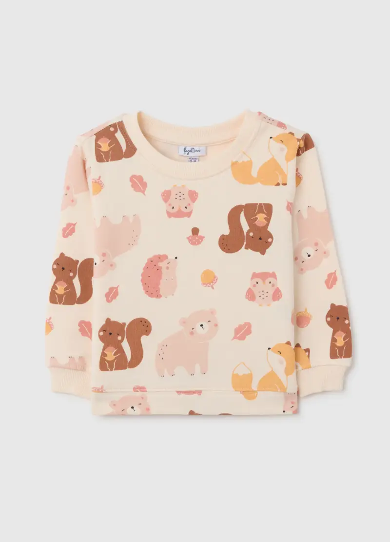 Felpa Da Bambina In Puro Cotone Beige Regular Fit, Beige