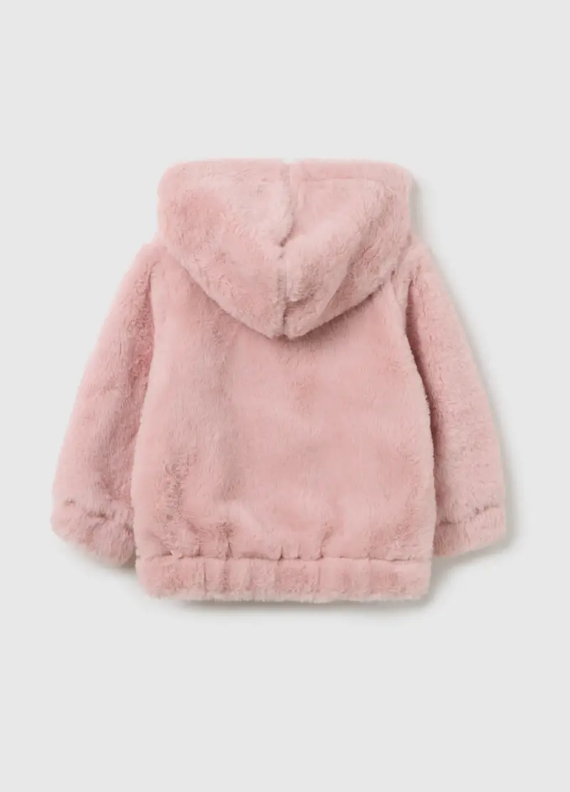 Felpa Da Bambina Rosa Regular Fit Con Zip E Cappuccio, Rosa miniatura 2