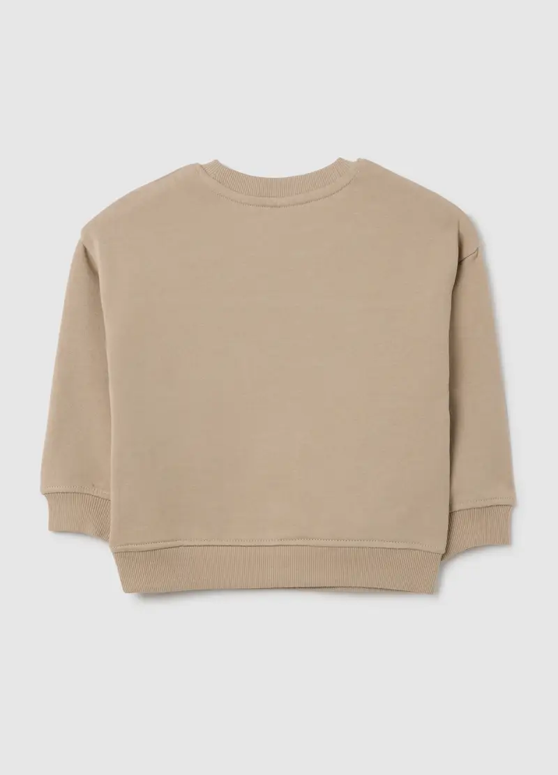 Felpa Da Bambino In Puro Cotone Beige Regular Fit Con Dinosauro, Beige miniatura 2